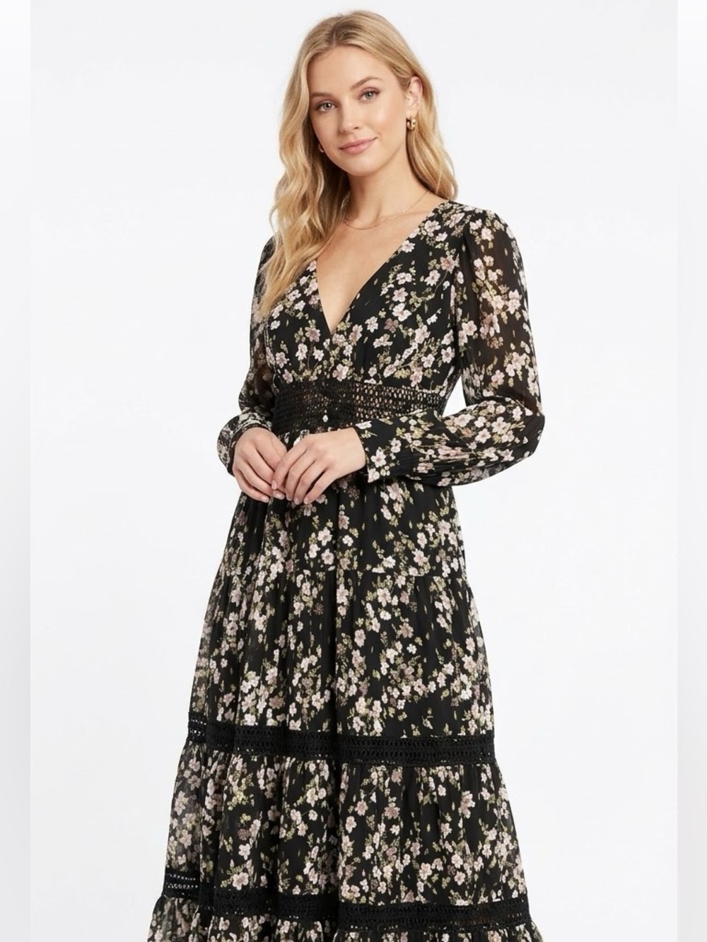 Aqua floral maxi dress size small